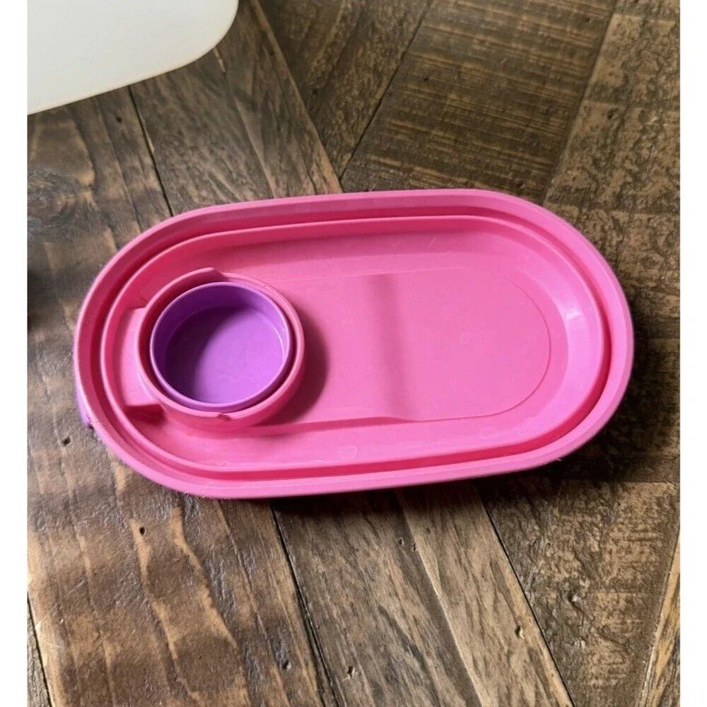 TUPPERWARE SlimLine 1 Quart Refrigerator Pitcher #2189A-2 Pink Purple Flip Lid